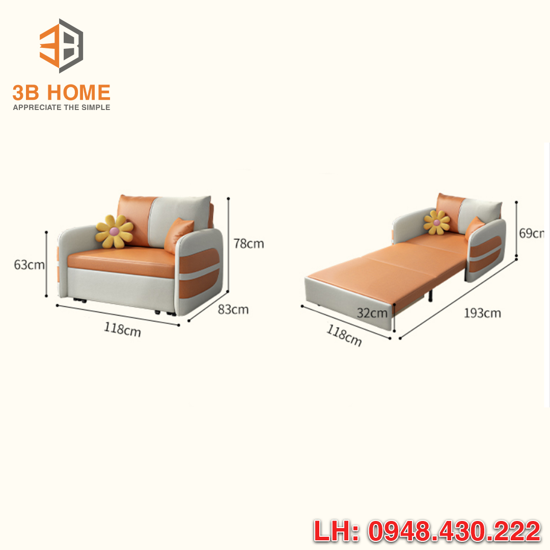 SOFA GIƯỜNG THÔNG MINH 3B HOME SFG16