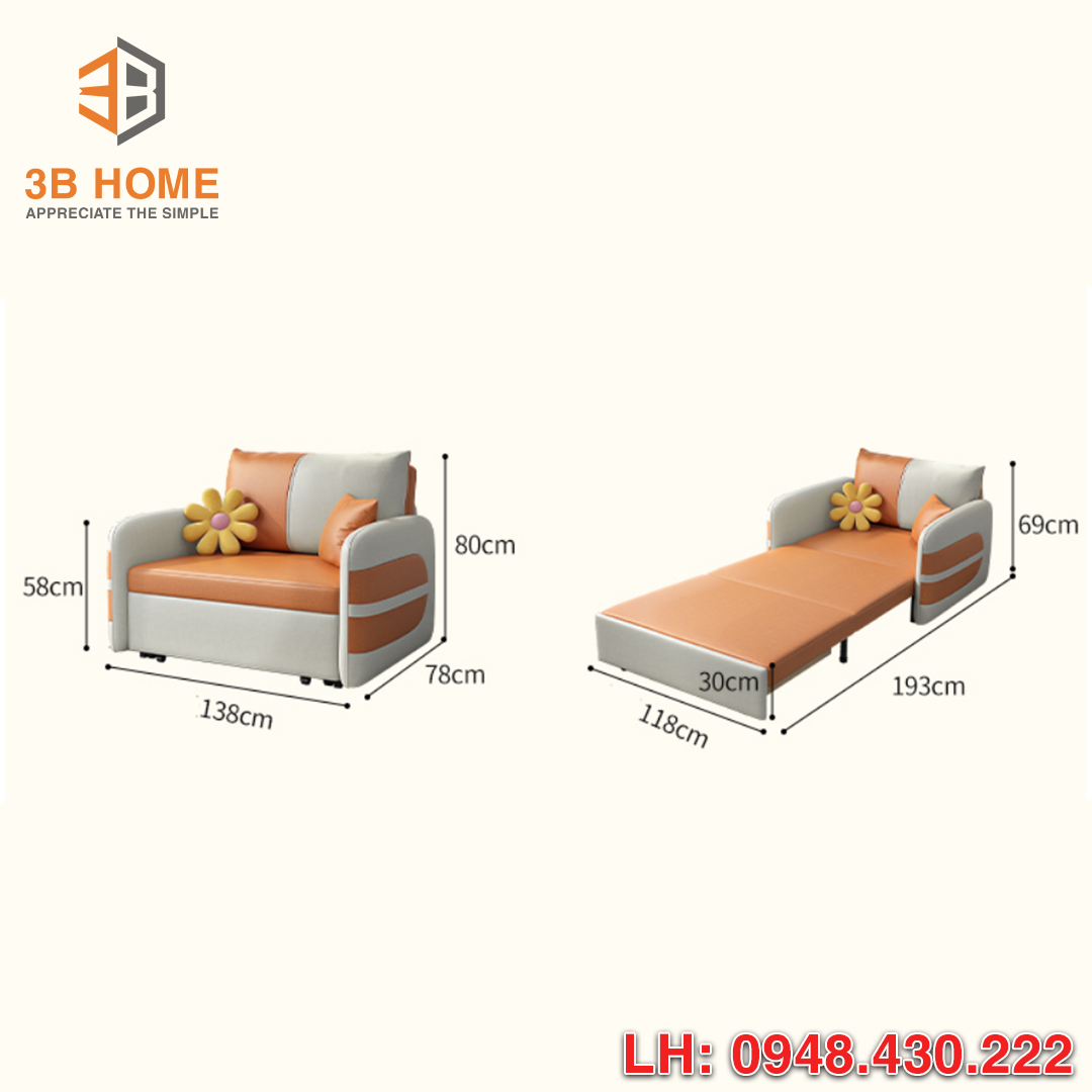 SOFA GIƯỜNG THÔNG MINH 3B HOME SFG16