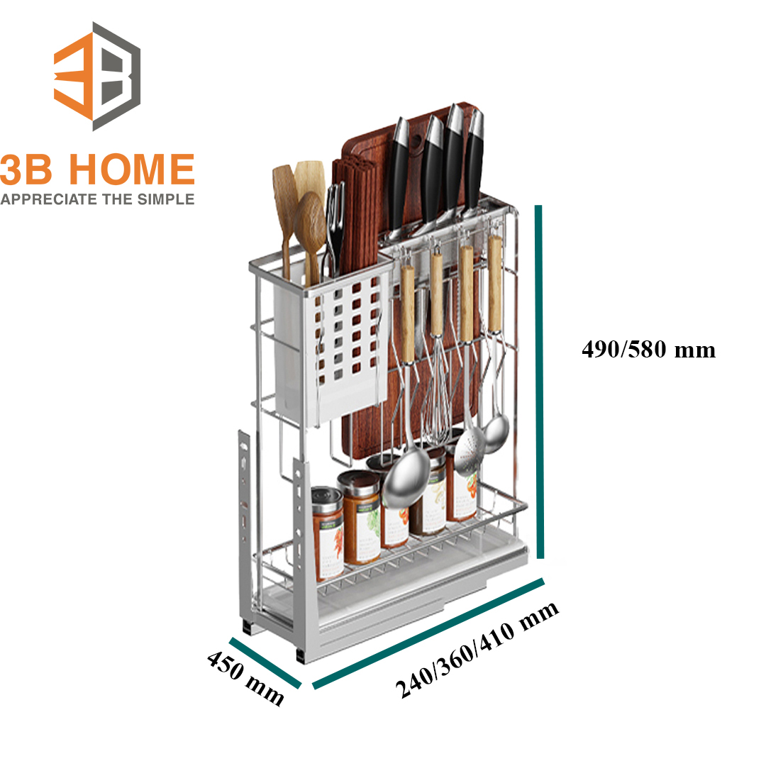 Giá dao thớt nan VUÔNG inox bóng RAY GIẢM CHẤN DT03